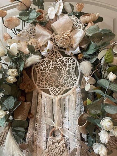 Taylormadecustombows oval Bohemium Dream Catcher grapevine wreath 32x21x8" - Picture 2 of 11