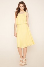 Forever 21 Yellow Contemporary Chiffon Dress crisscross cami straps M/XL