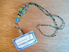 NWT Ganz ID Badge or Eyeglasses Holder w Black/Green/Turquoise Beads - 30" Long