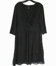 Lane Bryant V Neck Empire Dress Little Black Stretch Lined 3/4 Sleeve Women CBB1
