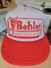 NOS VINTAGE PONTIAC MOTOR Red Snapback Trucker Hat Otto Mesh Cap Rope Behler