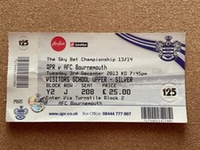 2013/14 QUEENS PARK RANGERS V BOURNEMOUTH 03-12-2013 CHAMPIONSHIP TICKET