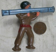 Vintage Barclay Pod Foot Soldier Firing Bazooka Green Helmet