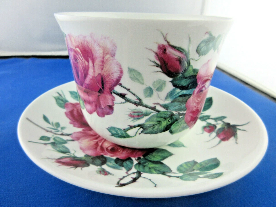 PLATILLO TAZA DESAYUNO PORCELANA HUESO ROSA INGLÉS, HECHO EN INGLATERRA POR ROY KIRKHAM NUEVO Foto 2 de 4