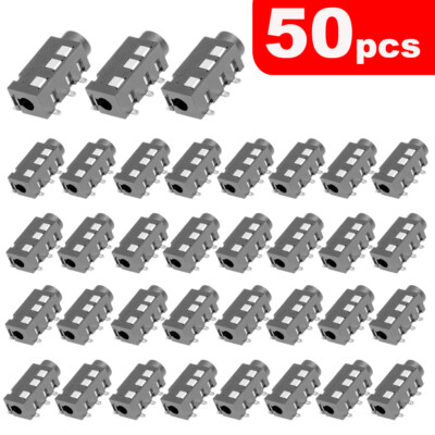 50Pack PCB Mount 4 Pin Terminals 3.5mm Female Stereo Audio Jack Socket Connector