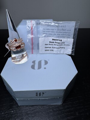Bomb Party Ring RBP8598 Share Some Love Size 8 Garnet Rose Gold January 2025
