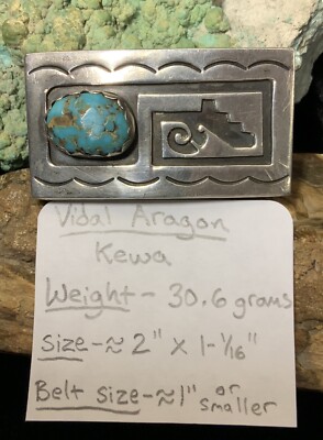 小物 kewa Vidal Aragon Belt buckle Vintage, Kewa “Vidal Aragon” Sterling Silver & Turquoise Belt
