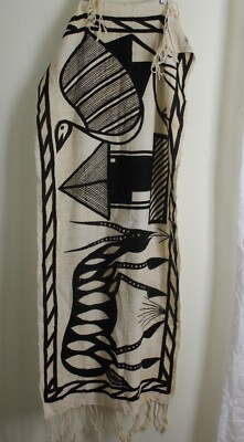 Estate New Art-to-Wear African Mudcloth Mali Scarf Wrap Textile 21x58