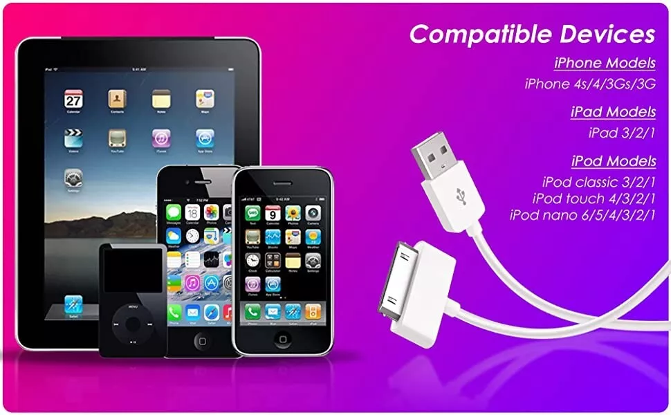 Charging Cable Charger for Apple iPhone 4, 3GS, iPod, iPad2&1 iPhone  5/6/7/8 Lot