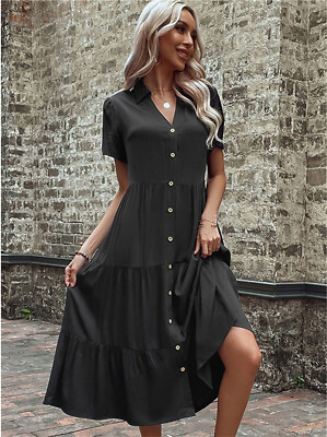 knee length dresses for ladies Linen Midi Dress 'Beckie', Loose Linen Dress for Women main image 1