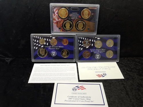 United States, 2007 Proof Coin Year Set, Inc State Quarters & President Dollars - 第 1/8 張圖片