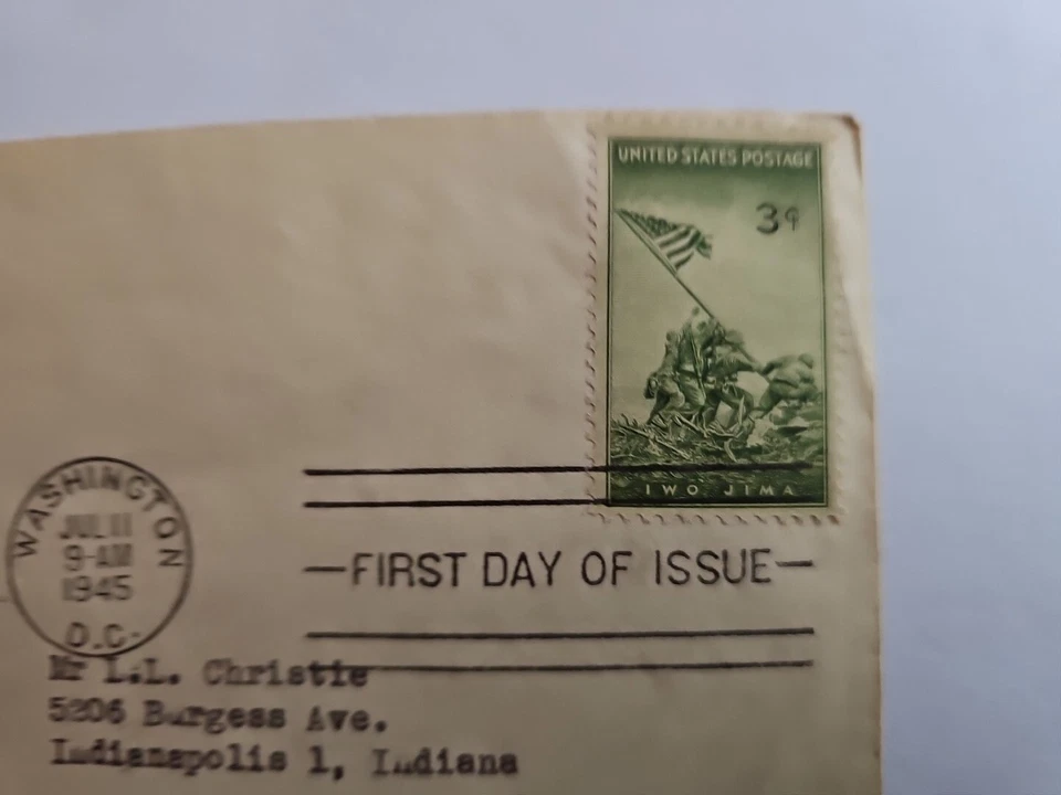 IWO JIMA, "In Tribute to the Gallant Marines"  1945 First Day of Issue # 929 - Image 2 of 2