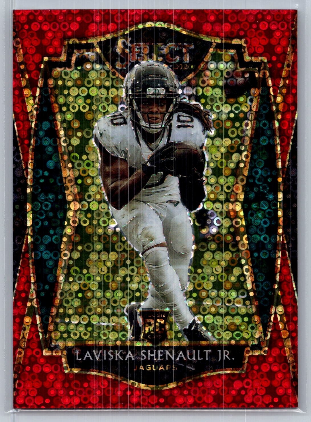 2020 panini select laviska shenault jr. premier level rc red disco prizm 8/49