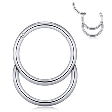 1pc Surgical Steel Septum Ring HINGED Segment Clicker CZ/Opal Nose Hoop Ring 16G