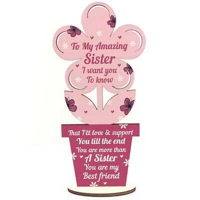 RED OCEAN Sister Birthday Christmas Gifts From Brother Sister Wood Flower Best Friend Gift