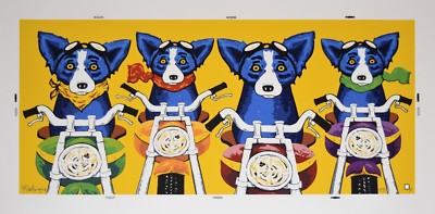 洋楽 Rup Dog George Rodrigue Blue Dog The Rat Pack Yellow Silkscreen Print
