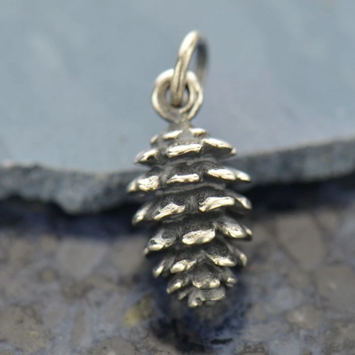 Silver pinecone necklace sale