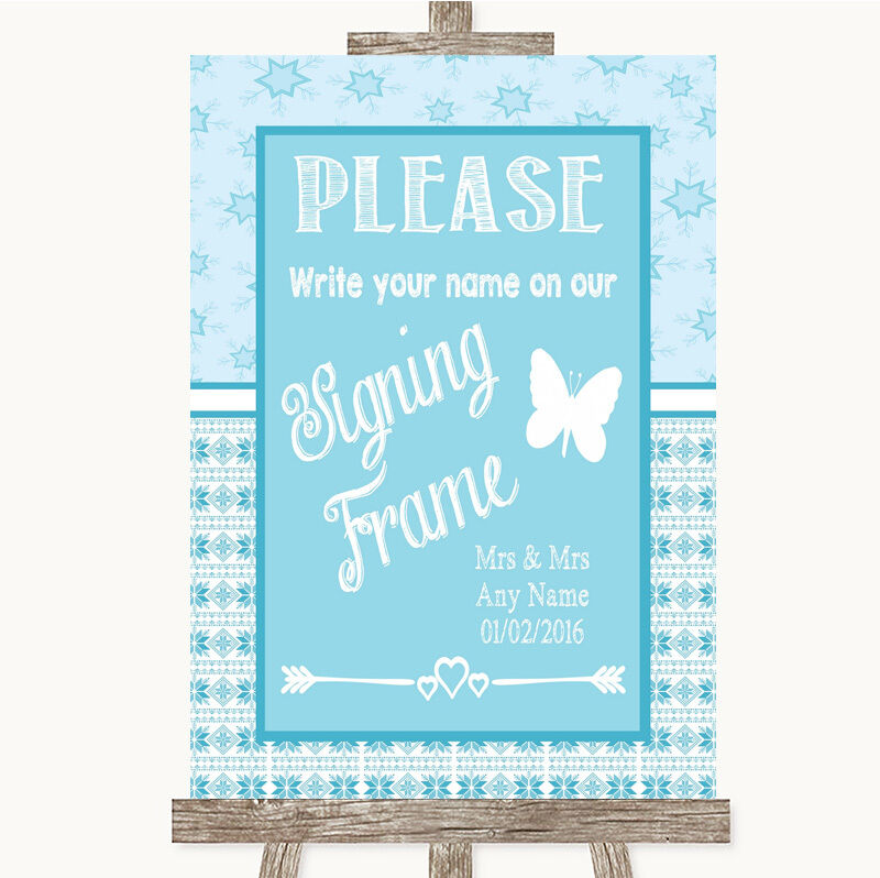 Winter Blue Signing Frame Guestbook Personalised Wedding Sign Overvloedige voorraden