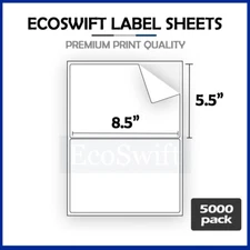 (10000) 8.5 x 5.5 EcoSwift Shipping Half-Sheet Self-Adhesive eBay PayPal Labels