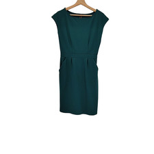 Quince Women Ultra-Stretch Ponte Cap Sleeve Dress Ocean Green Basic Sleeved S
