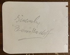 Boris Karloff Signed Autograph Signature on 4x3.75 Cut Vintage Autograph Paper
