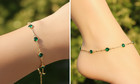 Round Emerald Green Charm Anklet | 18K Gold Minimalist Jewelry For Her — photo 6