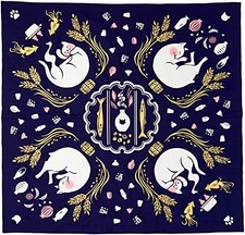 Chusen Hand-Dyed Furoshiki Cotton Cloth Scarf 35in Art Fabric Japan Cat