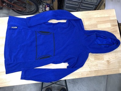 Melanzana Micro Grid Pullover Hoodie Dress Blue Womens M Colorado-Made