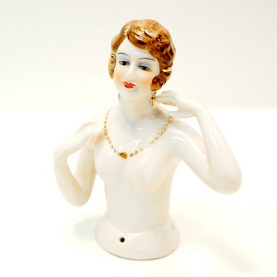 Art Deco-German Style Half doll Figurine Necklace Mata Hari Sexy Half Doll Pincu