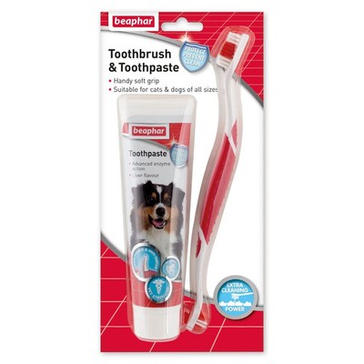 Beaphar Toothbrush and Toothpaste Kit, 100g, 2 Count Pack of 1 15303