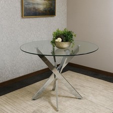 Round Glass Dining Table Chrome legs Dining Room, Kitchen, Furniture