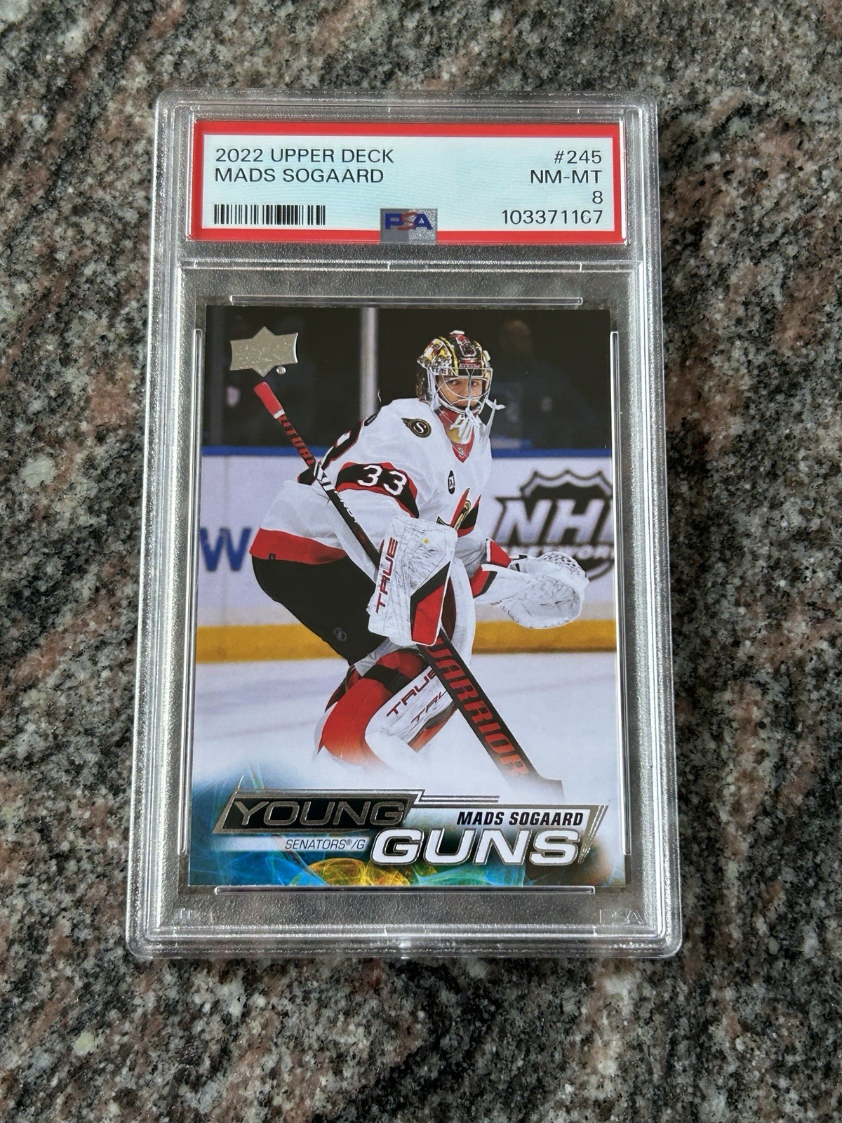 2022-23 Upper Deck Series 1 - Young Guns #245 Mads Sogaard (RC) PSA 8