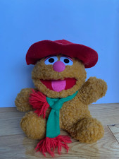 Vintage Fozzie Bear Plush Toy   Red Hat  Scarf   Muppets   10    1980s Style  