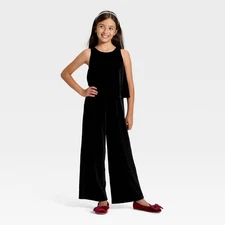 Girls' Velvet Jumpsuit - Cat & Jack Black L