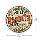 Vintage Spoiled Rabbit Lives Here Round Tin Metal Signs Home Décor 8x8