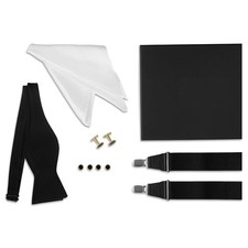 Tuxedo Set Suspenders Cufflinks Studs Bow Tie Pocket Box