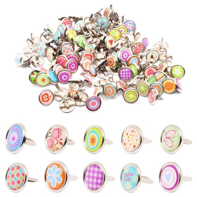 #ad #ad 120 PCS 12x12mm Multicolor Cute Round Mini Brads Paper Fasteners for Crafts $13.91