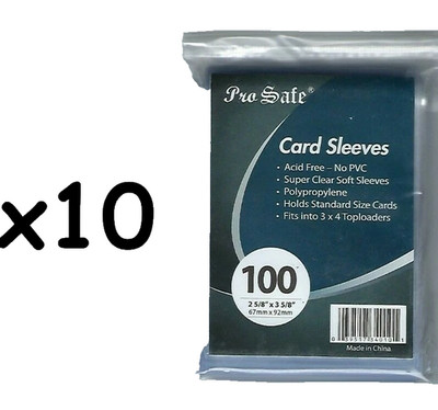 1000 Pro-Safe Standard Size Clear Card Penny Sleeves 2 5/8 x 3 5/8(67mm x 92mm) 