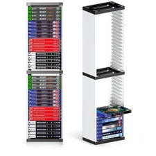 Video Game Storage Tower for PS5/PS4/PS3/Xbox, Vertical Blu-ray Case Organizer