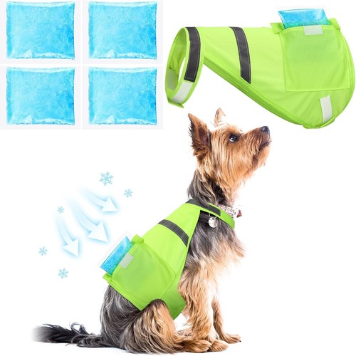 2 Pcs Dog Cooling Vest with 4 Recyclable Ice Pack Summer Outdoor Dog Cooling Har