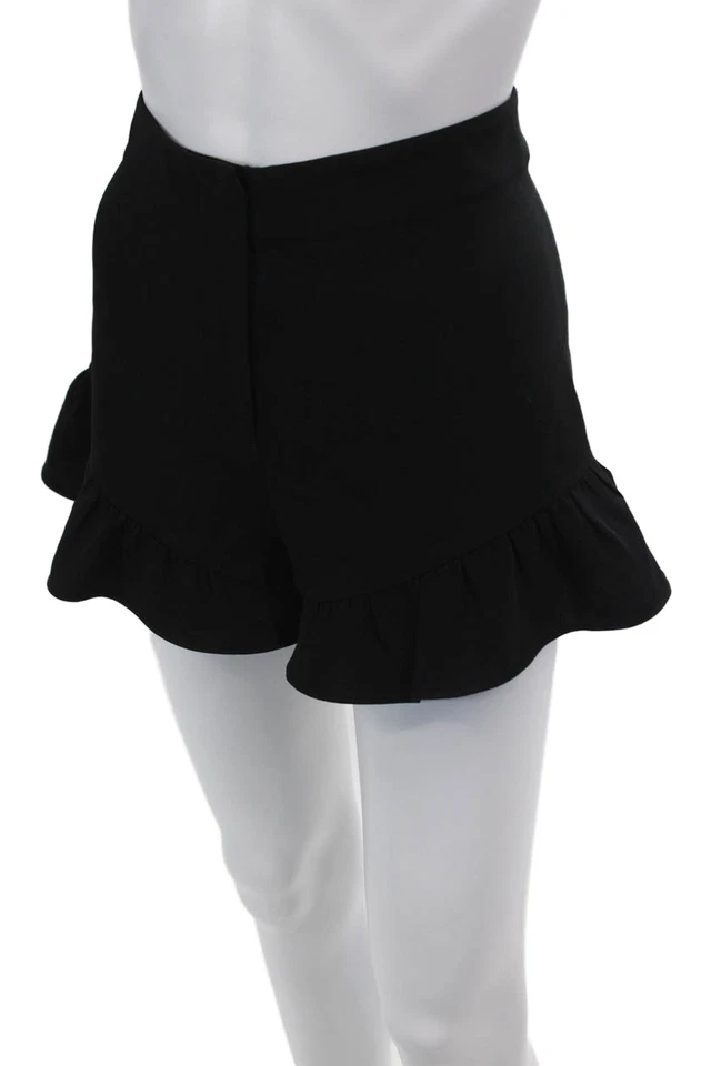 Pantalones cortos informales Elizabeth and James para mujer con cremallera y volantes negros talla 4 Foto 2 de 4