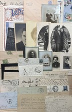 Large Lot Antique Vintage Authentic French Ephemera - Handwritten Letters Photos