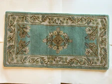 NEW-Minuteman Rectangular Wool Fire Resistant Fireplace Hearth Rug-Green-44”x22”