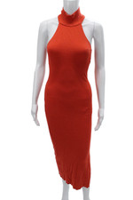 The Range Womens Bodycon Sweater Dress Orange Sleeveless Mock Neck Size S