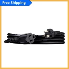 6 Ft Black Extension Cord - 3 Prong Indoor Power Extender, 13 Amps,  Listed
