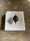vintage Bohemian cluster ring features garnets set sterling Silver Size 7.5