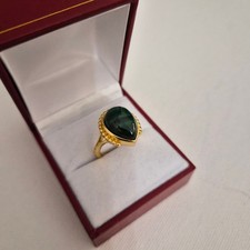 Malachite Solitaire Ring in 14k gold overlay