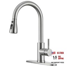 Kitchen Faucets with Pull Down Sprayer High Arc Single Brushed Nickel Classic