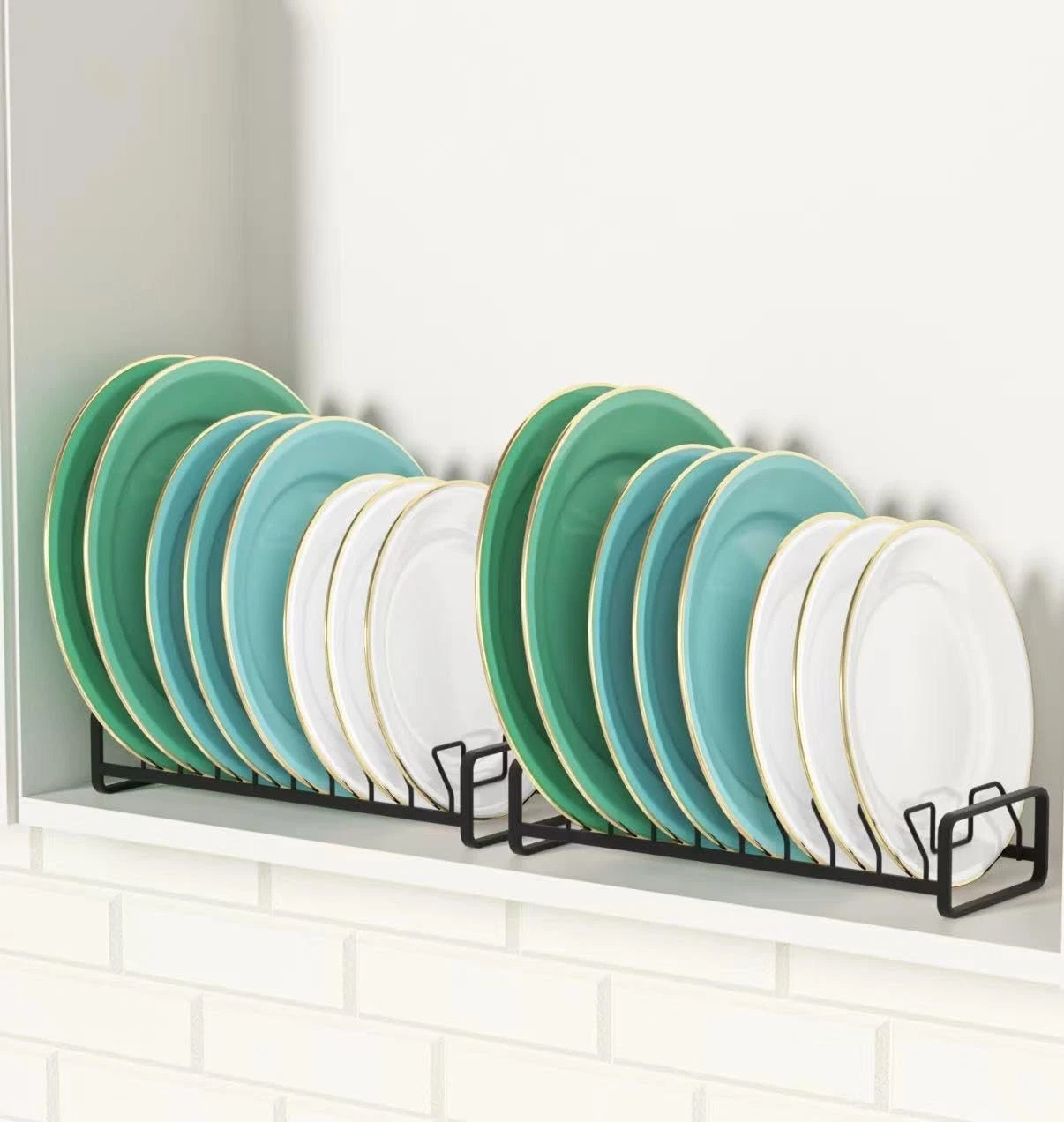 Plate Organizer for Cabinet (2-Pack),Kitchen Dish Rack Organizer for Cabinet ...