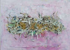  PINK ABSTRACT IMPRESSIONISM OOAK CONTEMPORARY ORIGINAL COLLAGE  PAINTING
